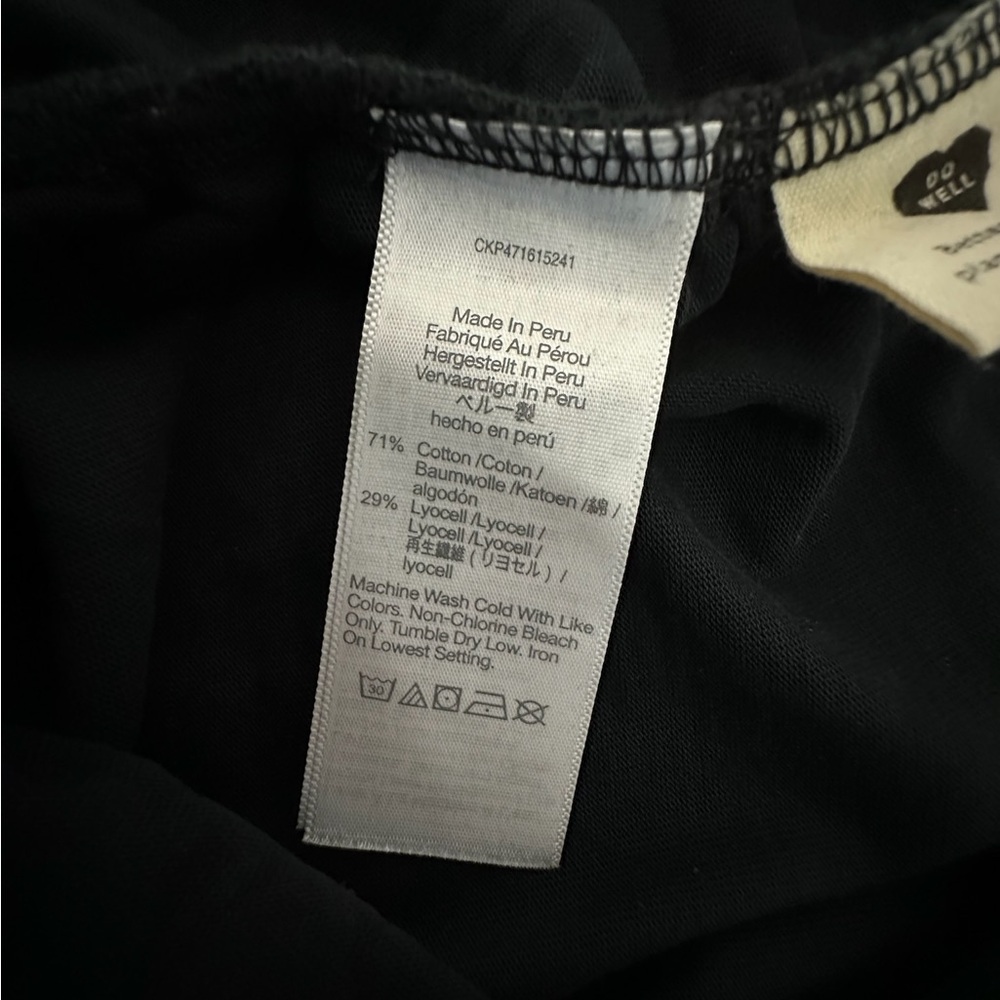 Madewell Black Ruched Side Short Sleeve Cotton Lyocell Tee Size Small Minimalist - Picture 6 of 7